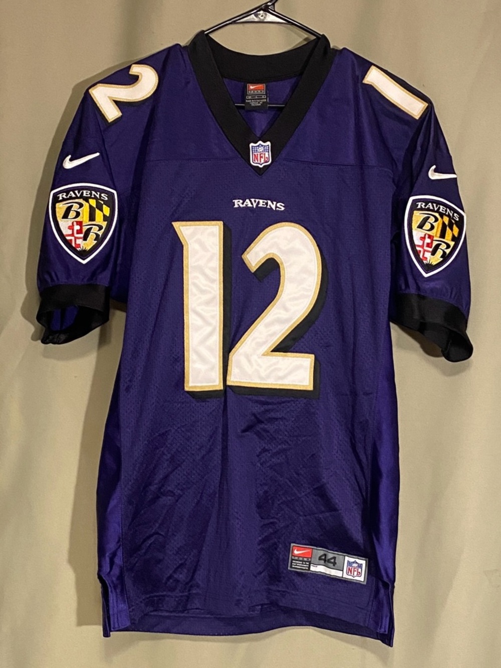 Vintage Baltimore Ravens  Nike Team Blank Name Purple and White #12 Jersey 44